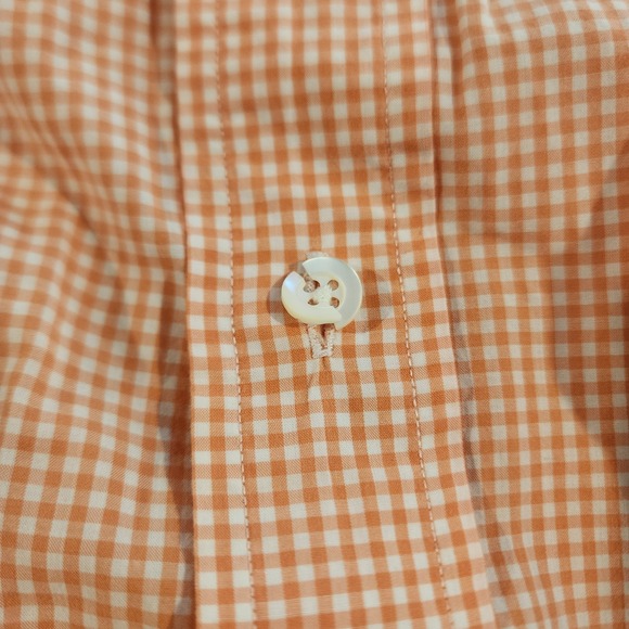 RALPH LAUREN SHORT SLEEVE BUTTON DOWN MENS LARGE ORANGE WHITE GREEN PONY CLASSIC - Picture 8 of 10